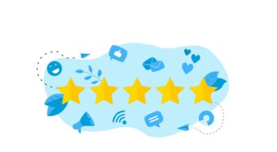 Five-star customer review online.