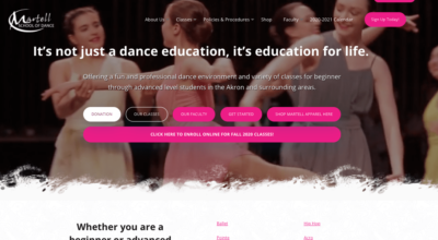 The homepage video of Martell's School of Dance website